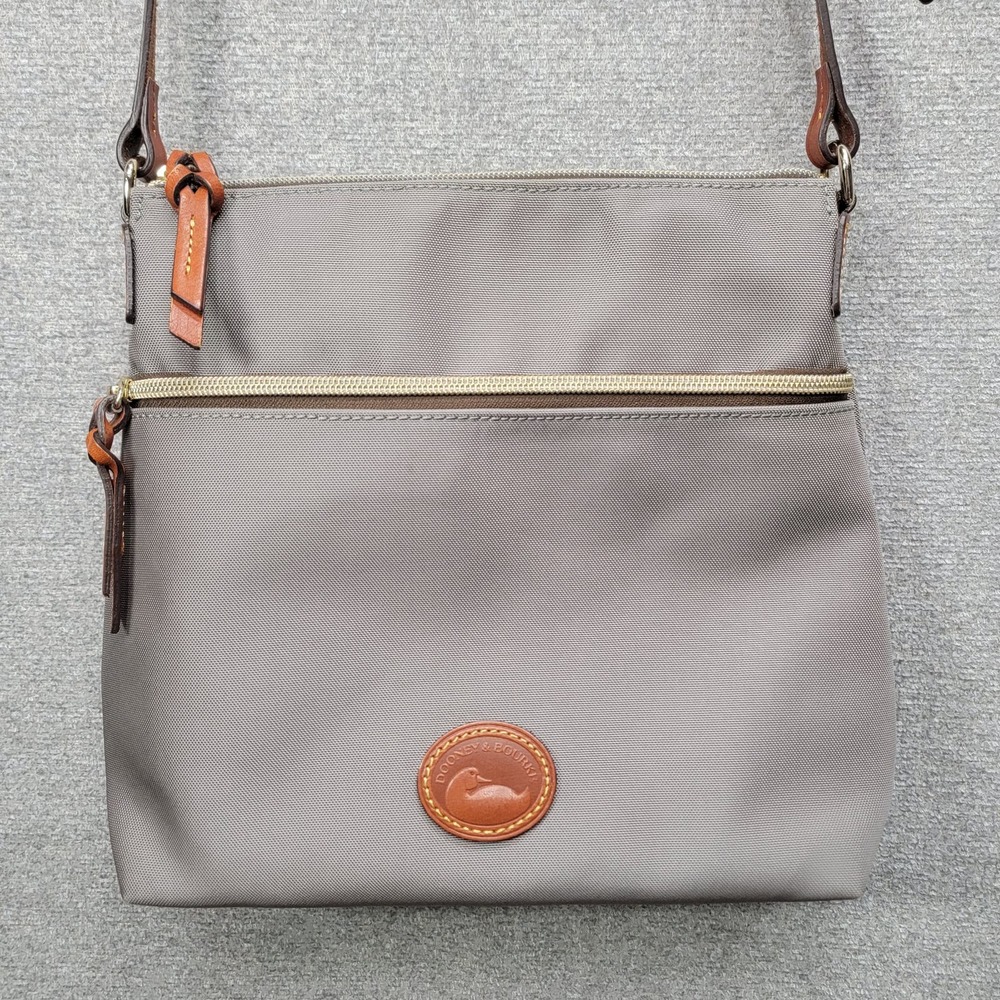 Dooney & Bourke Taupe Crossbody with Brown Leather Accents